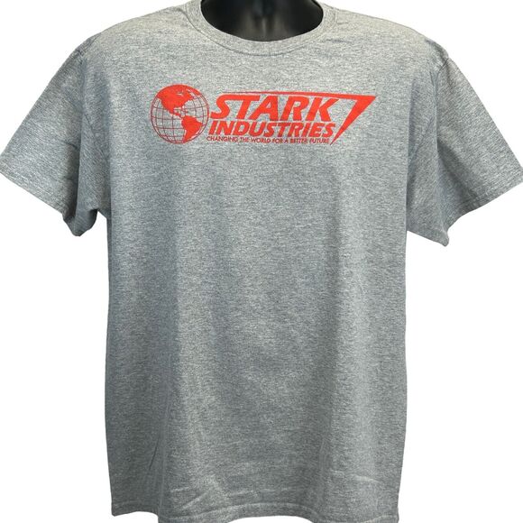 Stark Industries Iron Man T Shirt Mens Large Marvel Universe MCU Comic Book Gray - Picture 2 of 5